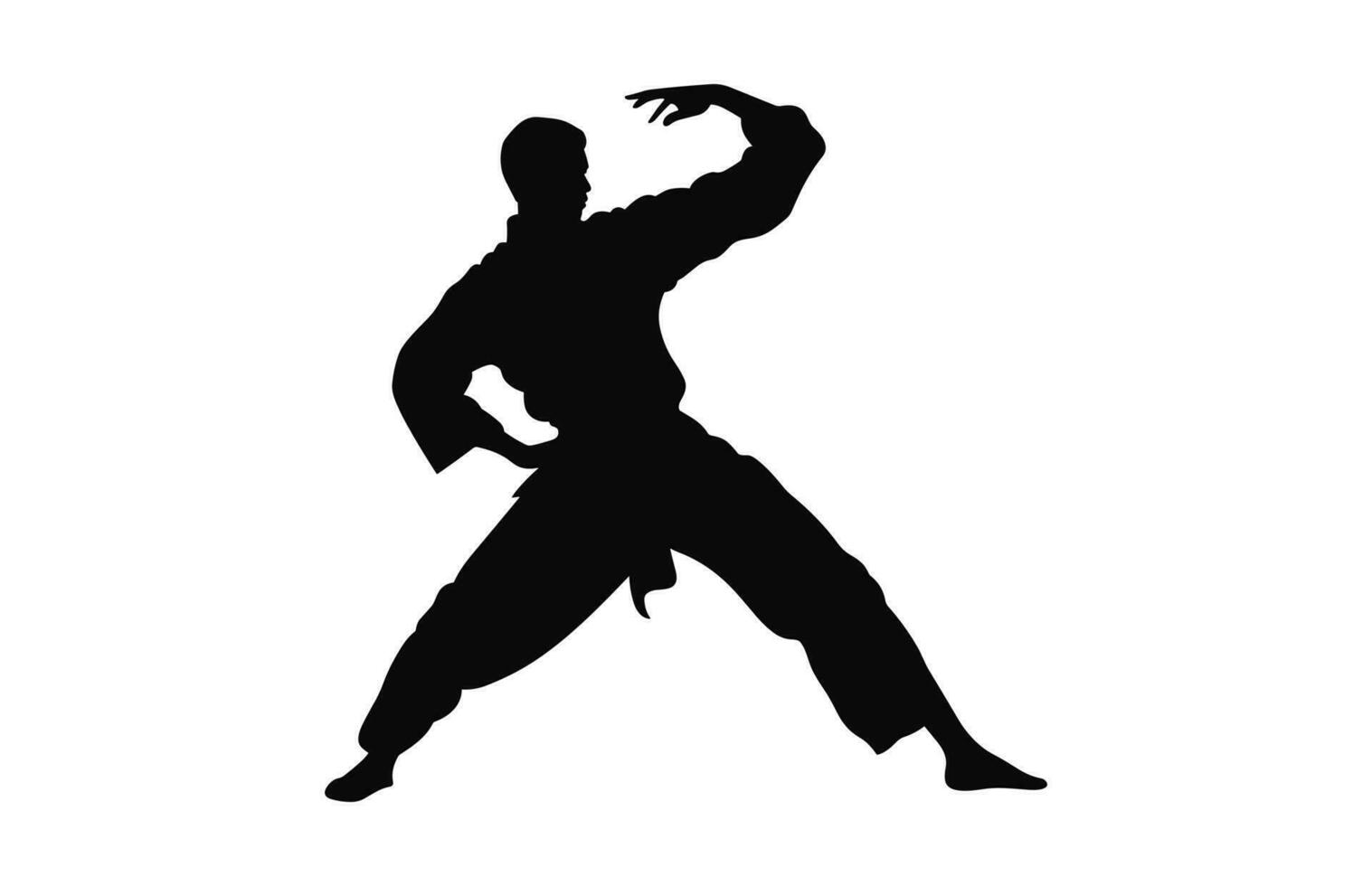 A Tai Chi Pose black Silhouette Vector isolated on a white background