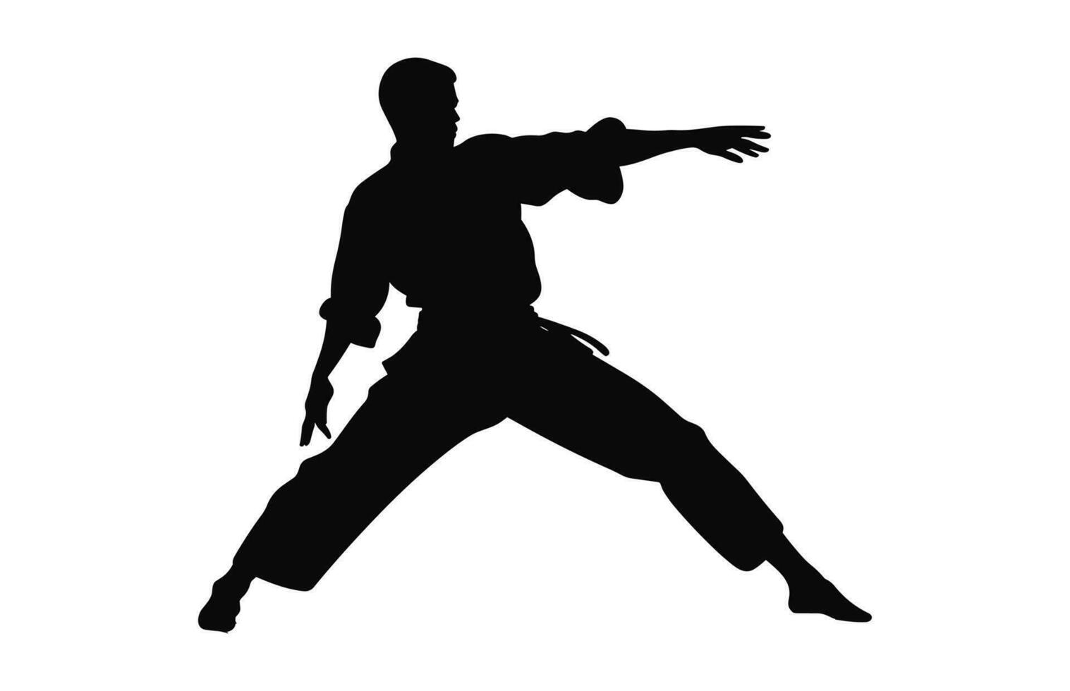 A Tai Chi Pose black Silhouette Vector isolated on a white background