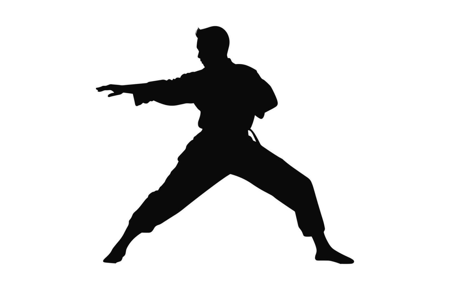 A Tai Chi Pose black Silhouette Vector isolated on a white background