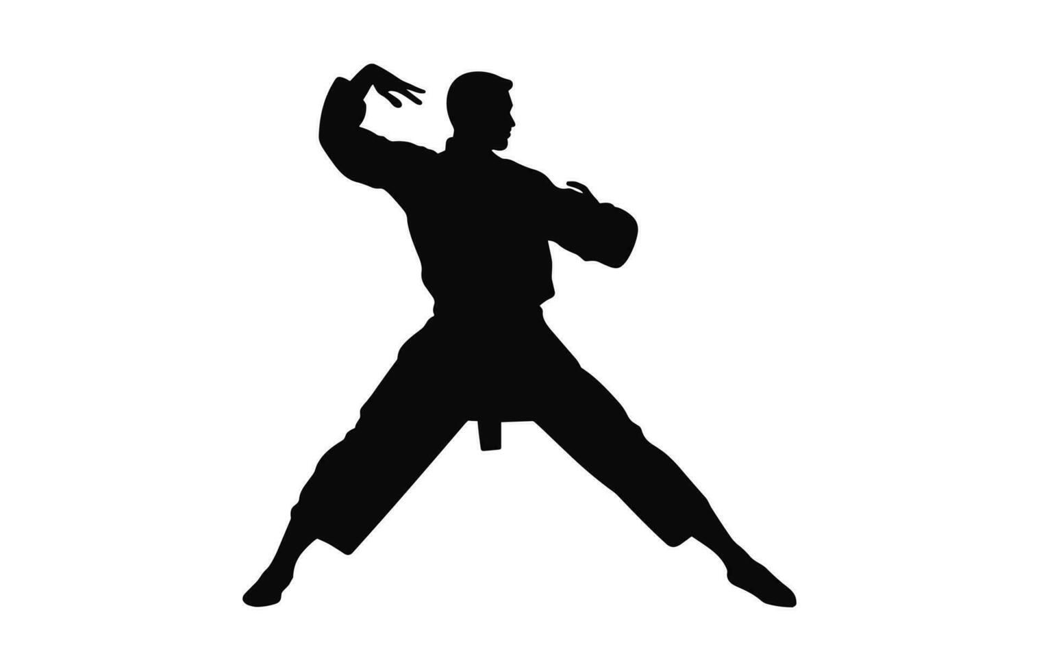 A Tai Chi Pose black Silhouette Vector isolated on a white background