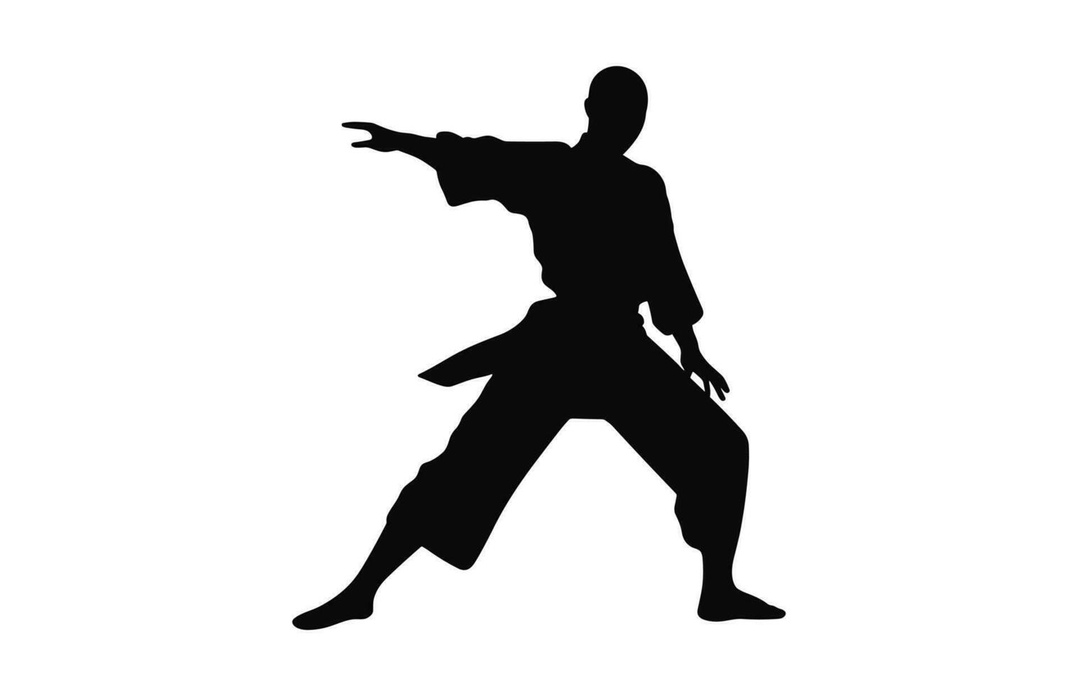 A Tai Chi Pose black Silhouette Vector isolated on a white background