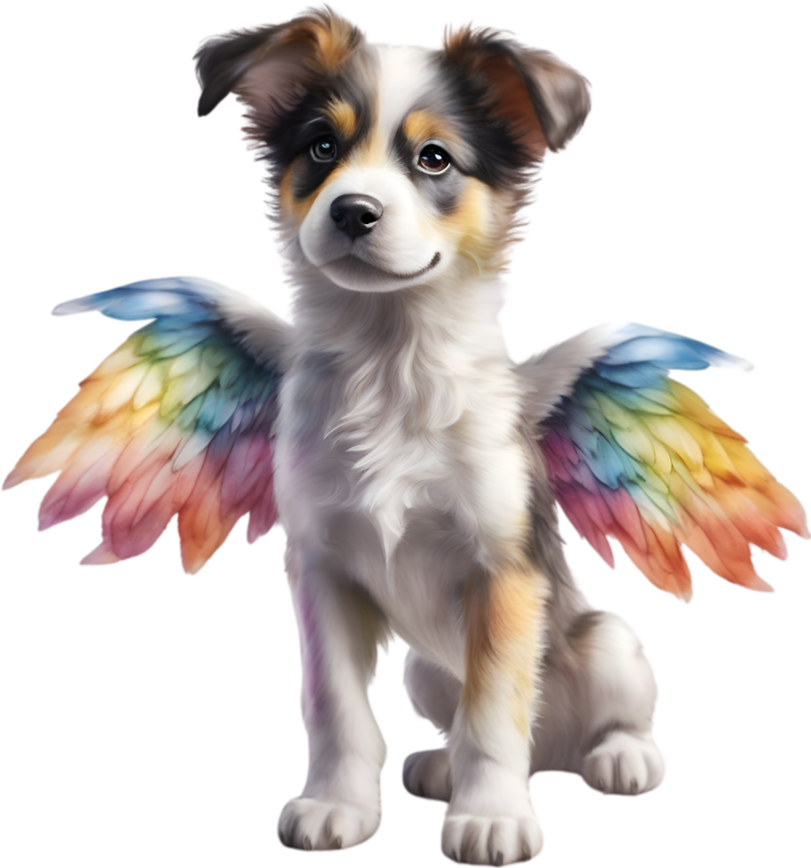 AI generated Watercolor dog Cupid. Ai-Generated. png