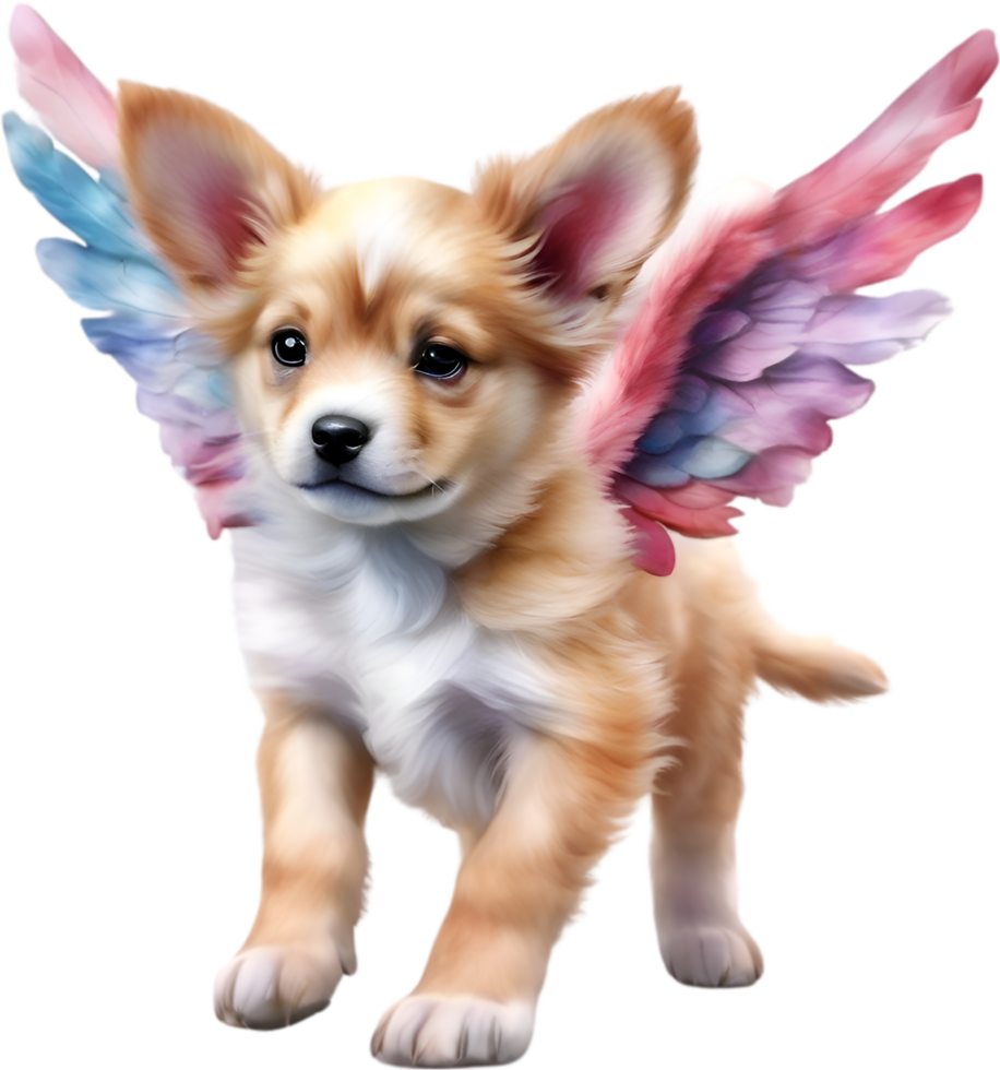 AI generated Watercolor dog Cupid. Ai-Generated. png