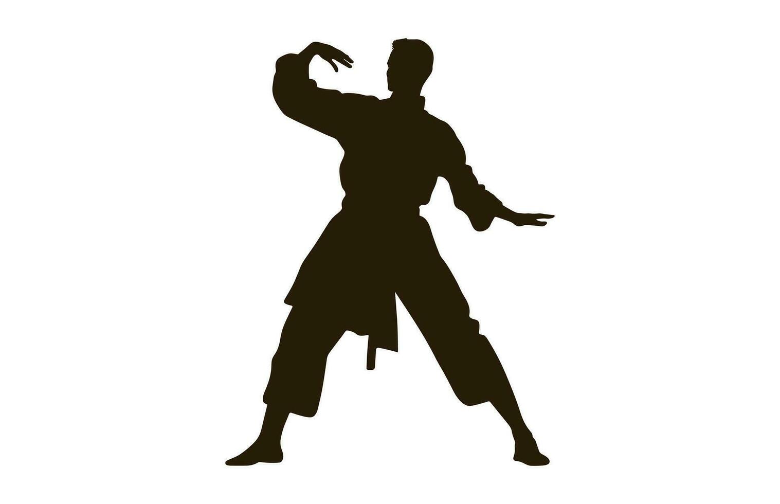 A Tai Chi Pose black Silhouette Vector isolated on a white background