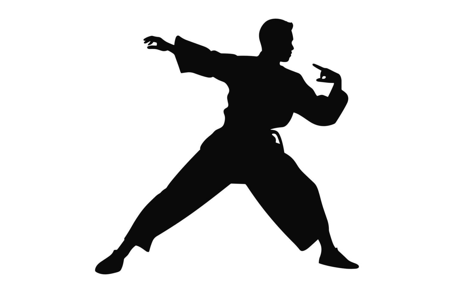 A Tai Chi Pose black Silhouette Vector isolated on a white background