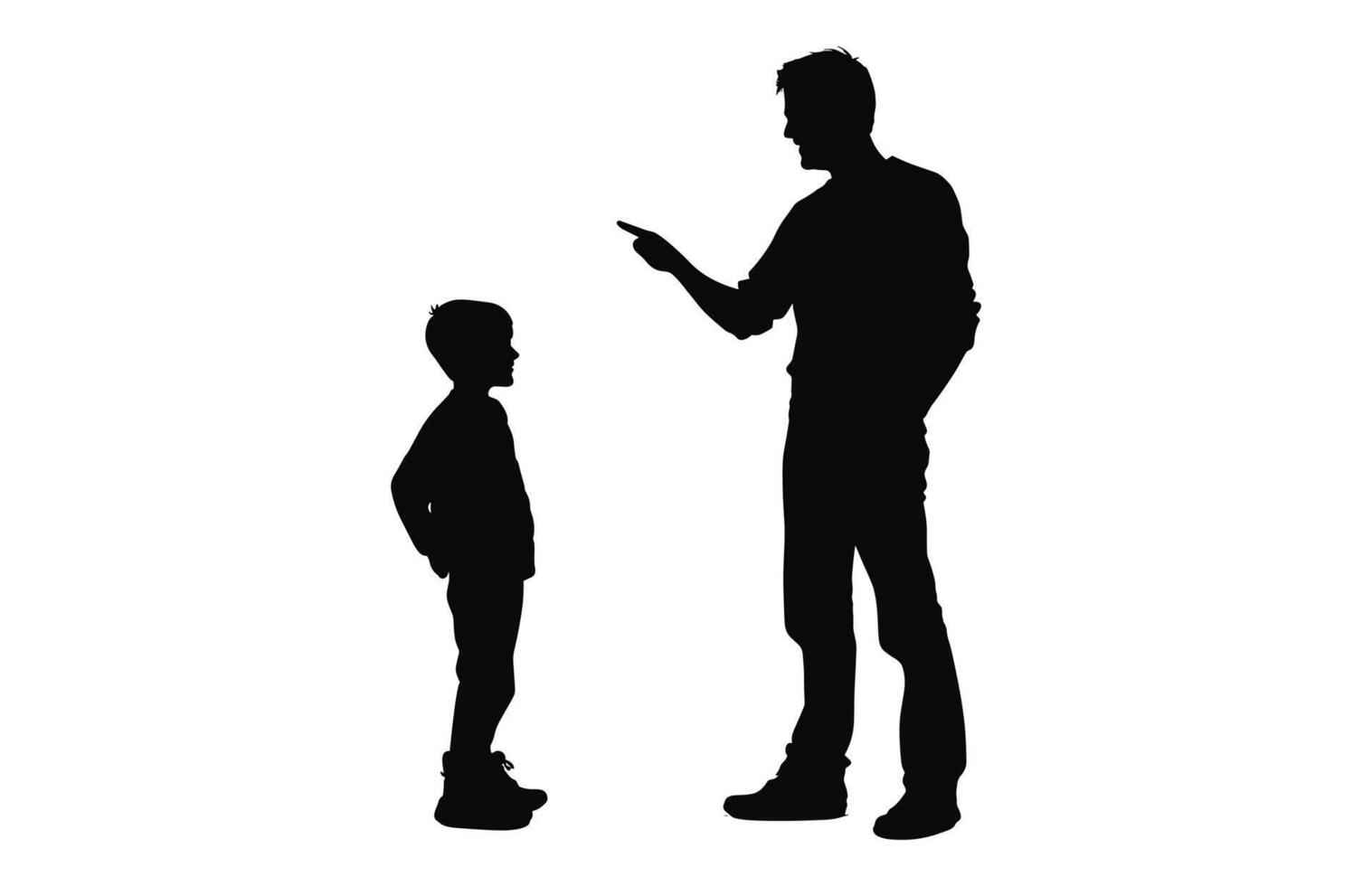 Dad with son black Silhouette Vector free