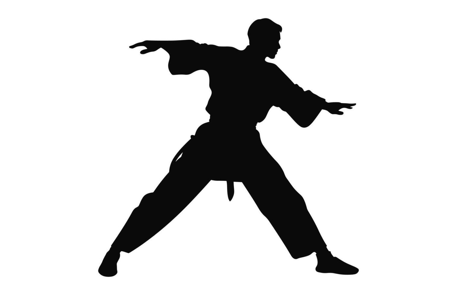 A Tai Chi Pose black Silhouette Vector