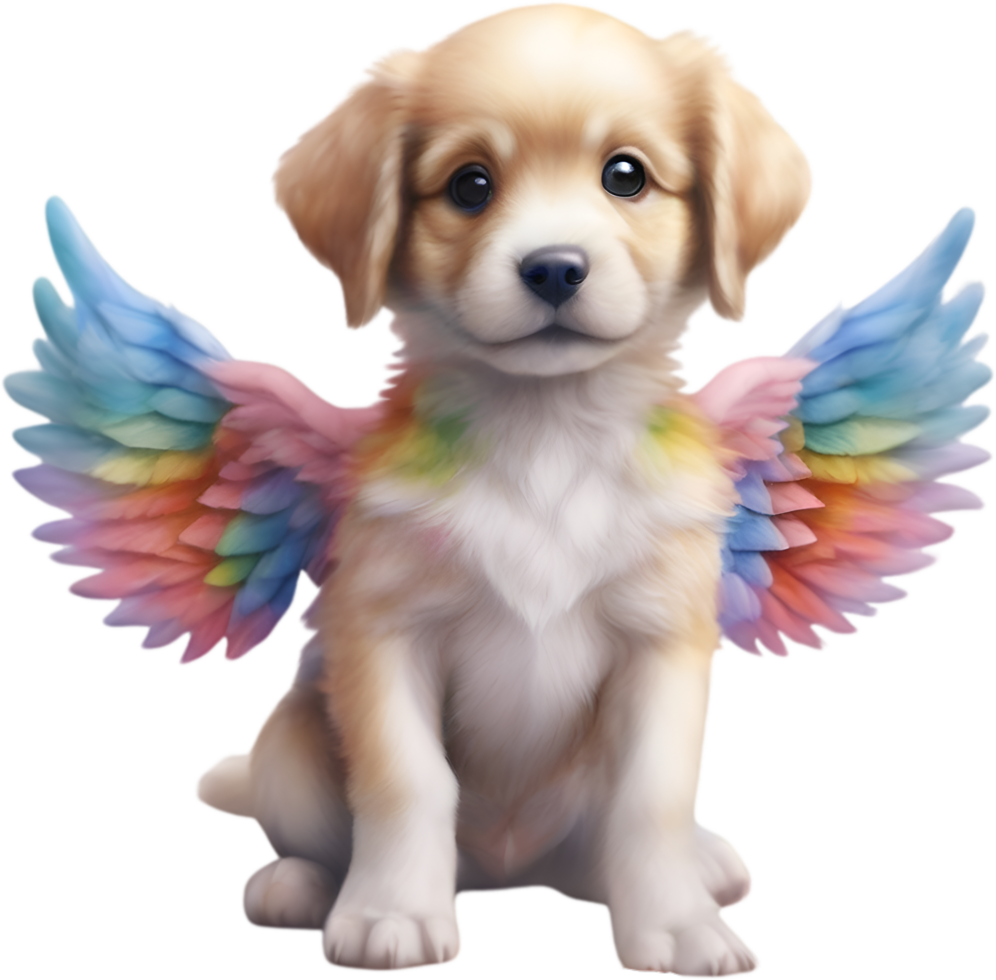 AI generated Watercolor dog Cupid. Ai-Generated. png