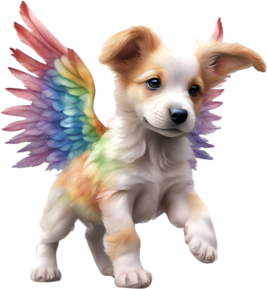 AI generated Watercolor dog Cupid. Ai-Generated. png