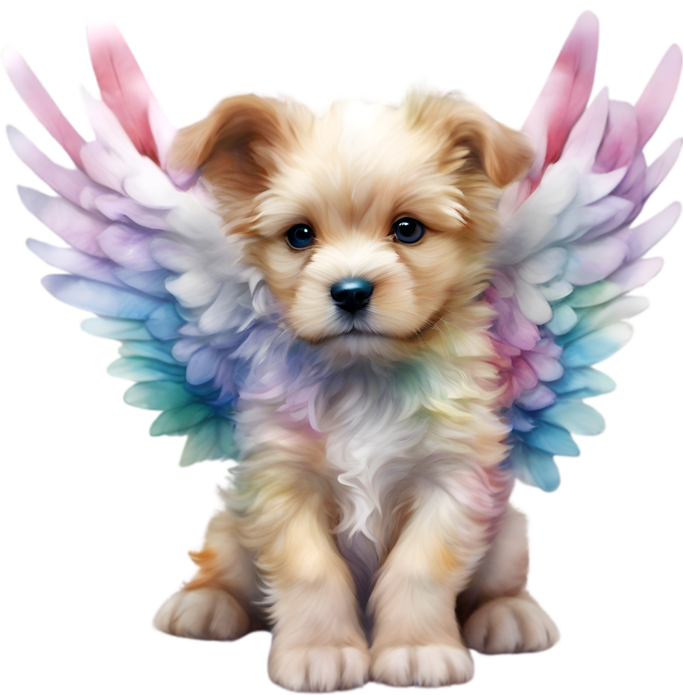AI generated Watercolor dog Cupid. Ai-Generated. png