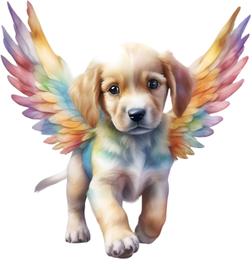 AI generated Watercolor dog Cupid. Ai-Generated. png