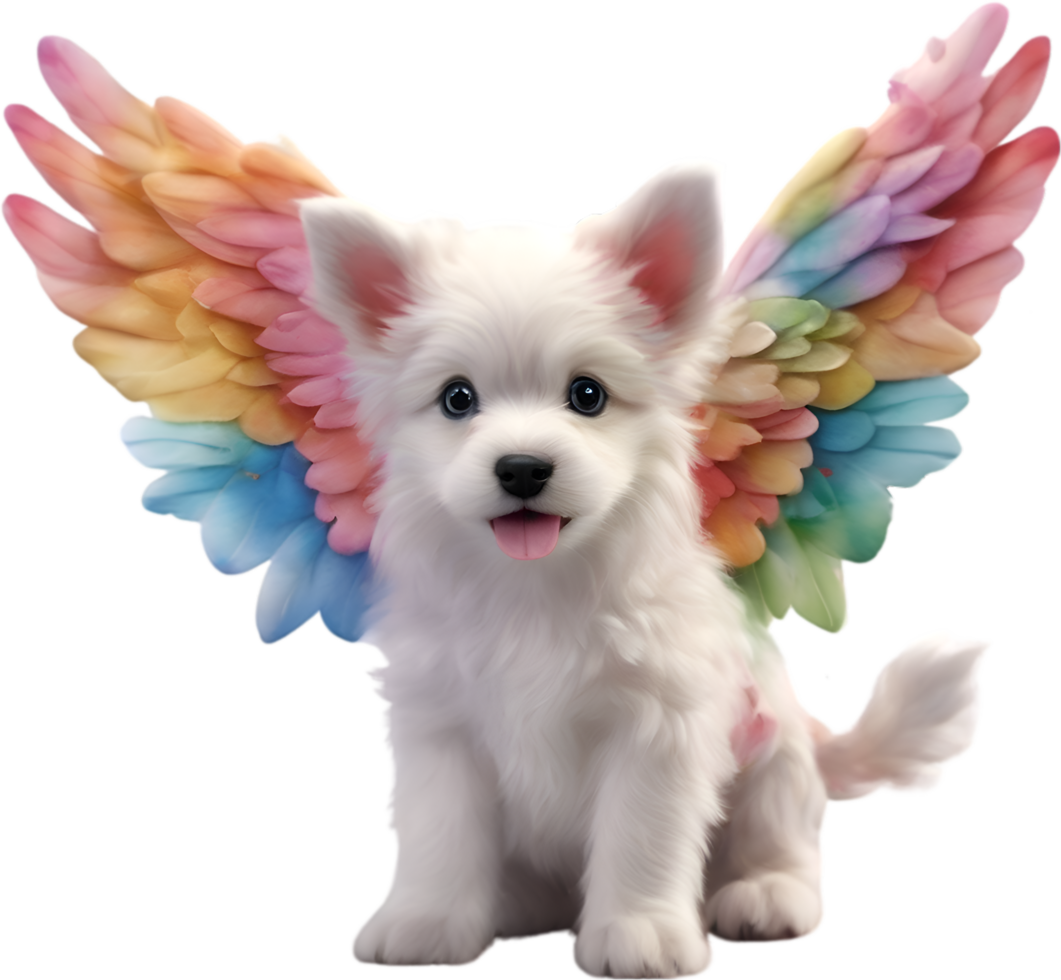 AI generated Watercolor dog Cupid. Ai-Generated. png