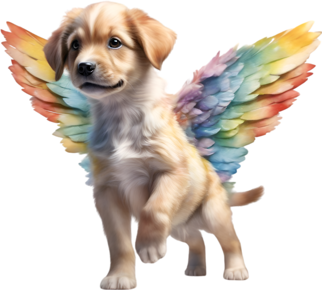 AI generated Watercolor dog Cupid. Ai-Generated. png