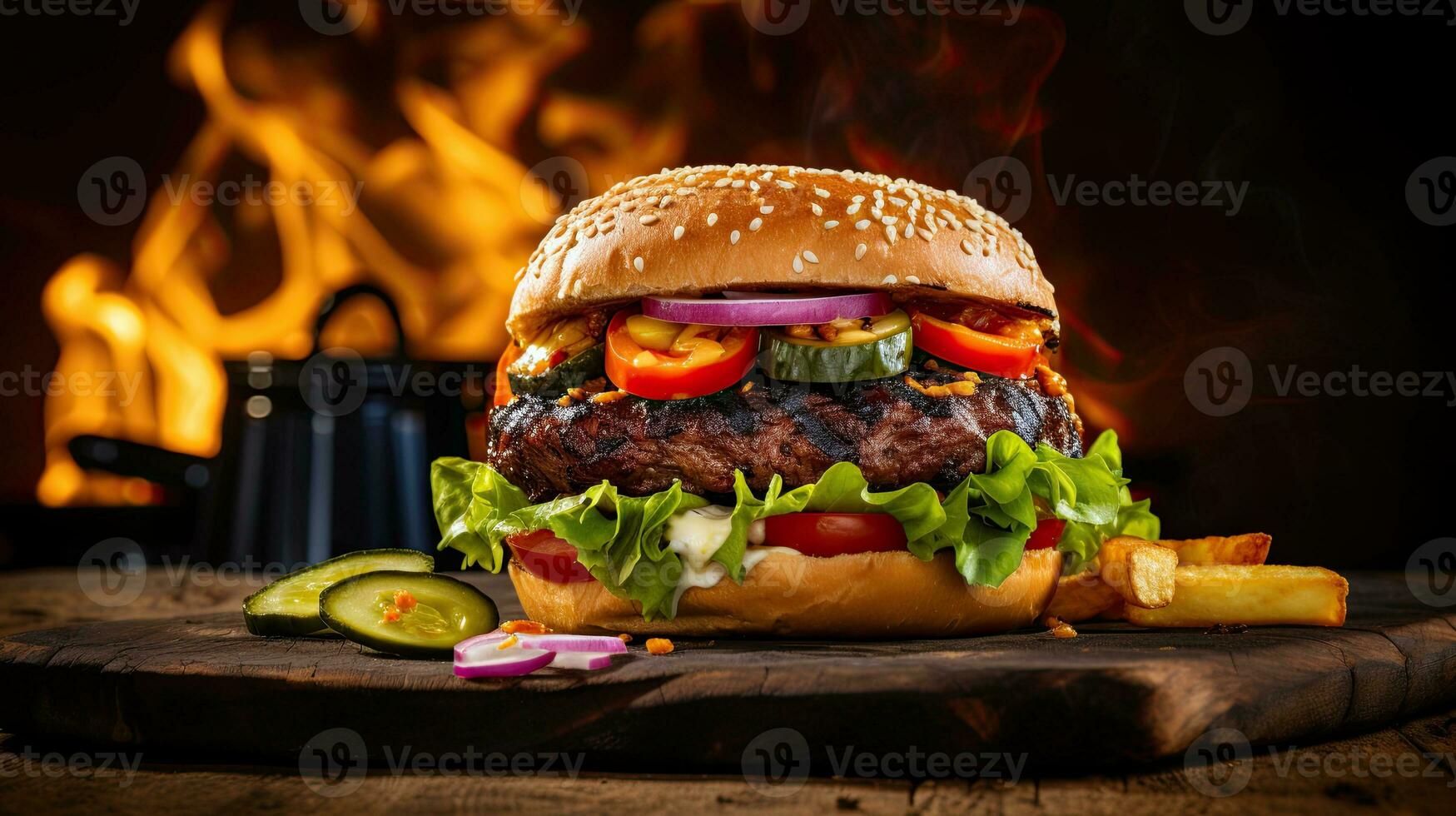 AI generated Delicious dan juicy beef burger AI Generative photo