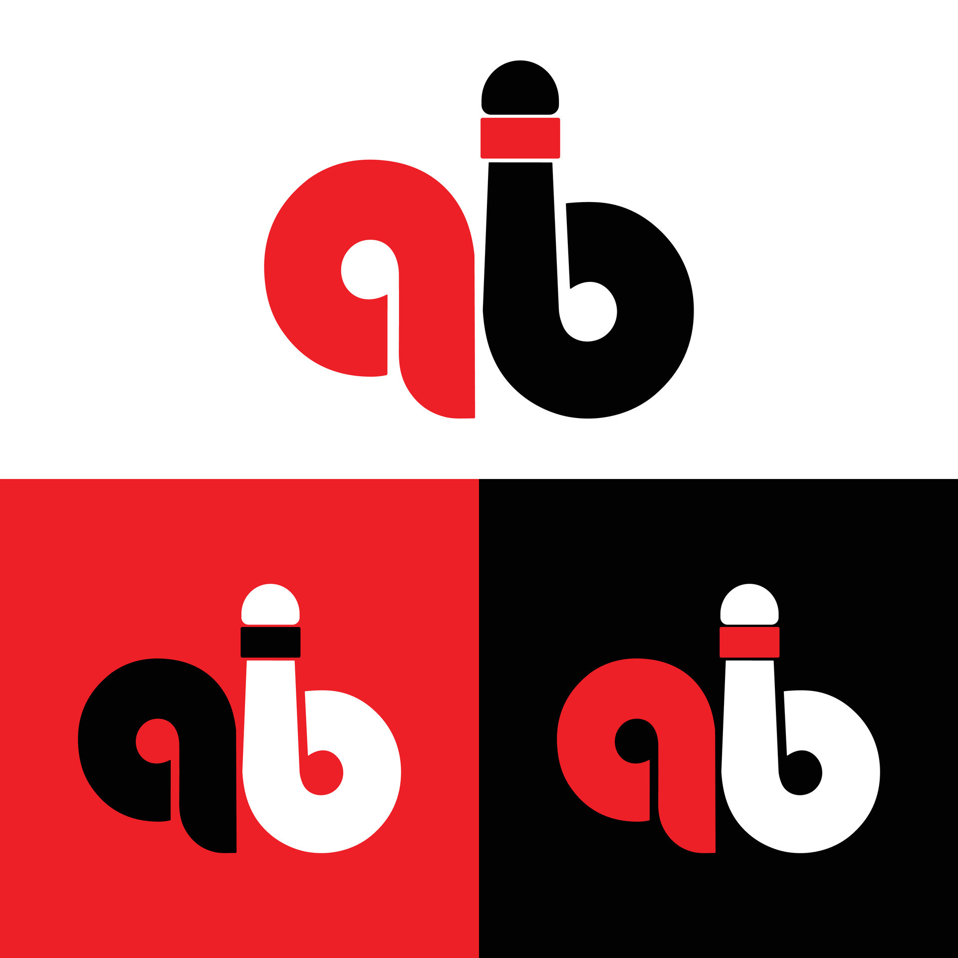 A B Logo, AB Letter Logo Design with Black and Red Color 35993025