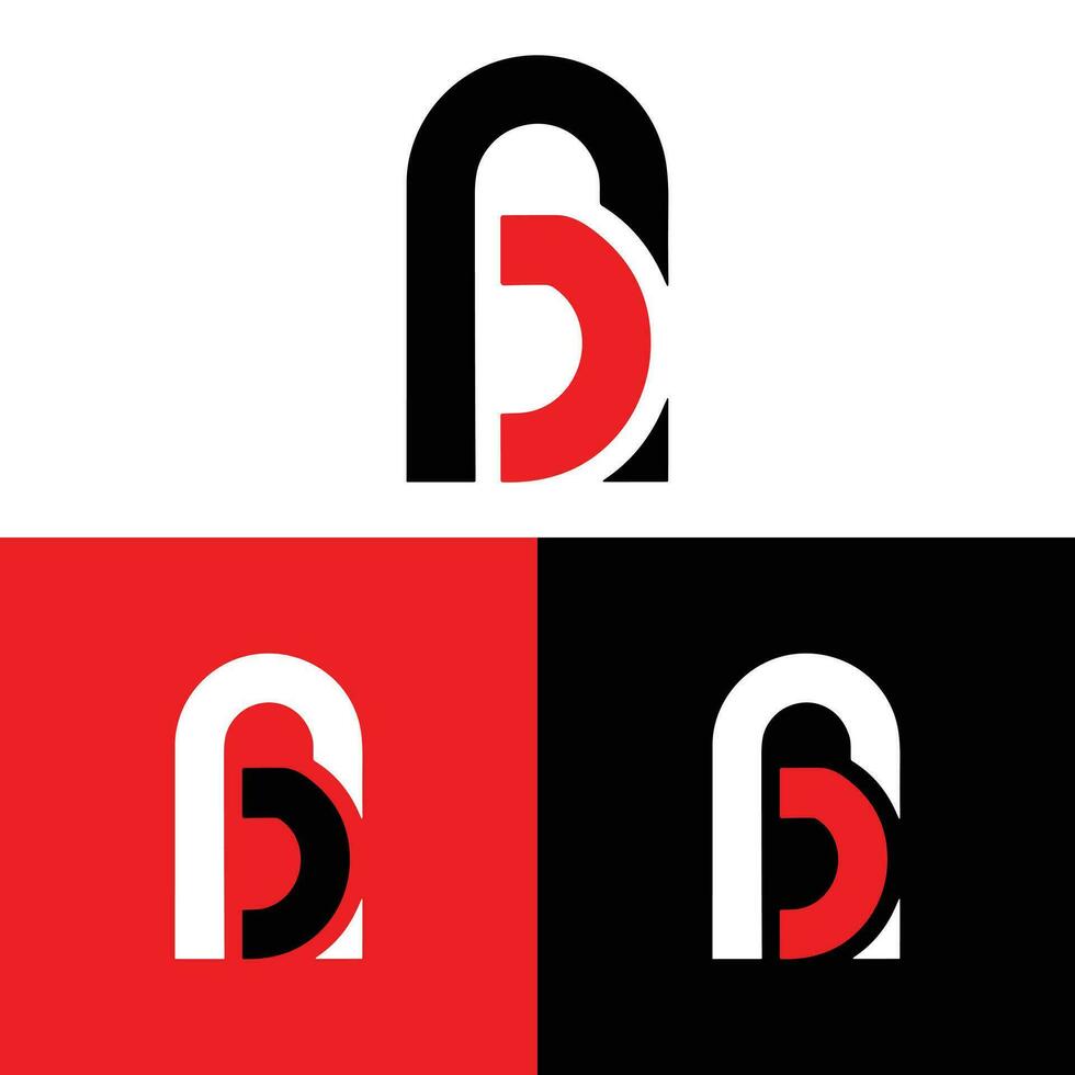 A B Logo,  AB Letter Logo Design with Black and Red Color vector