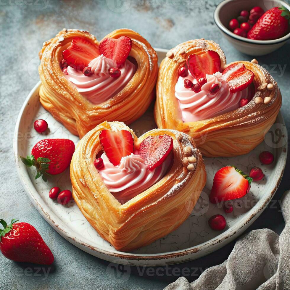 AI generated Smoothie pastry with fruit topping on the plate AI Generative photo