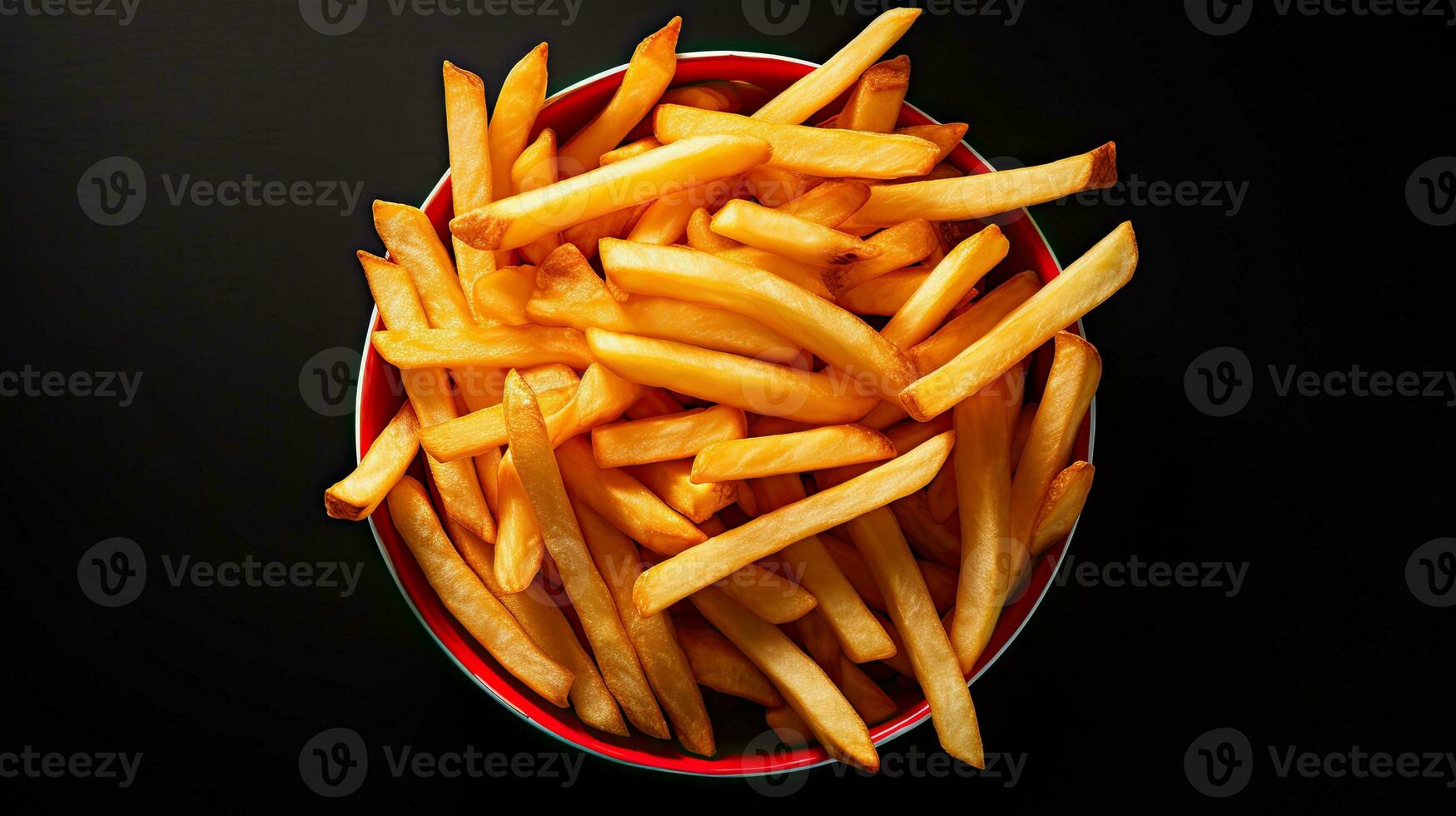 AI generated French fries with ketchup and basil leaf AI Generative photo