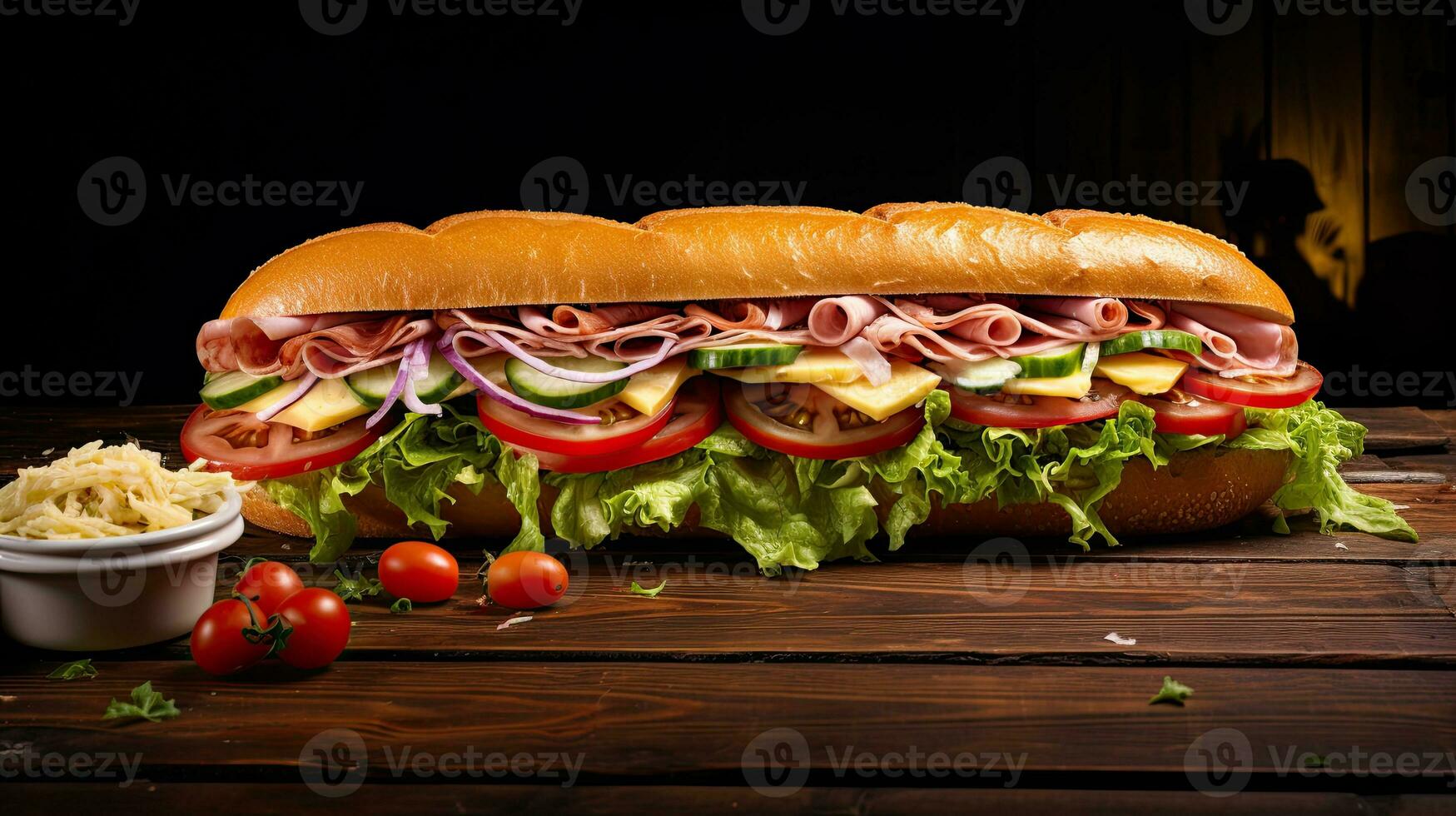 AI generated Submarine sandwich on the table AI Generative photo