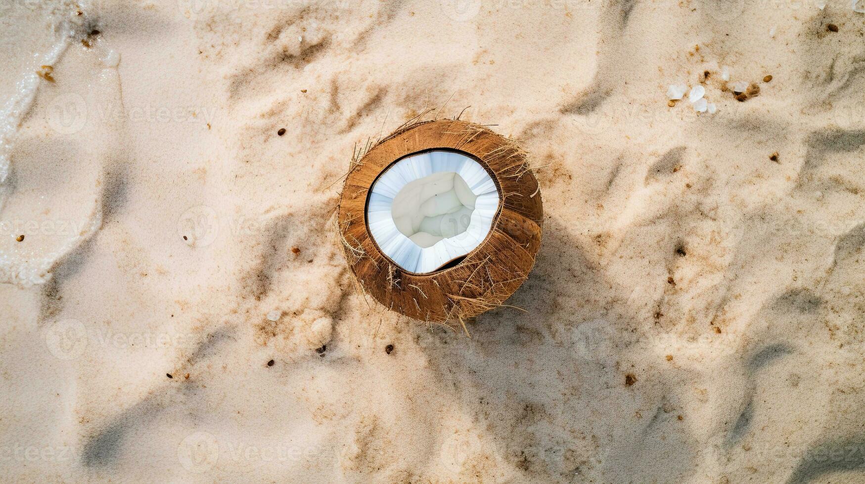 AI generated Portrait coconut fruit on the beach AI Generative photo