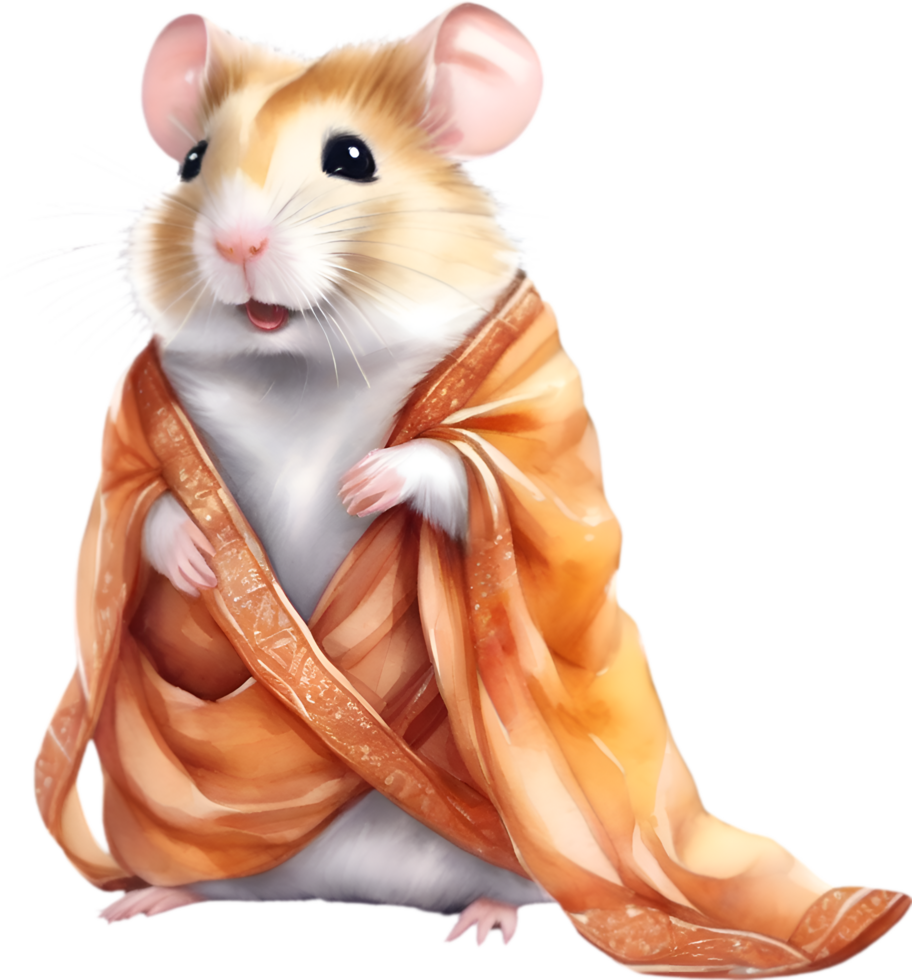AI generated A cute Hamster in the Sari. png