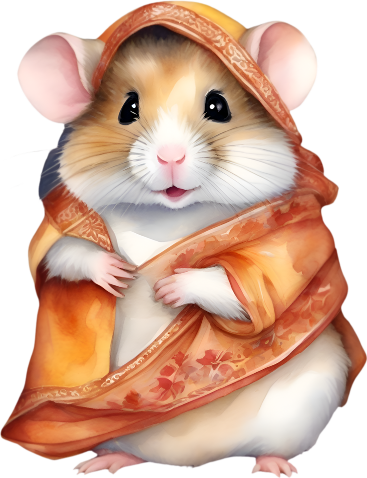 AI generated A cute Hamster in the Sari. 35993249 PNG