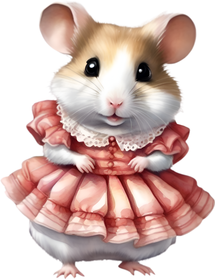 AI generated A cute Hamster in Flamenco dresses. png