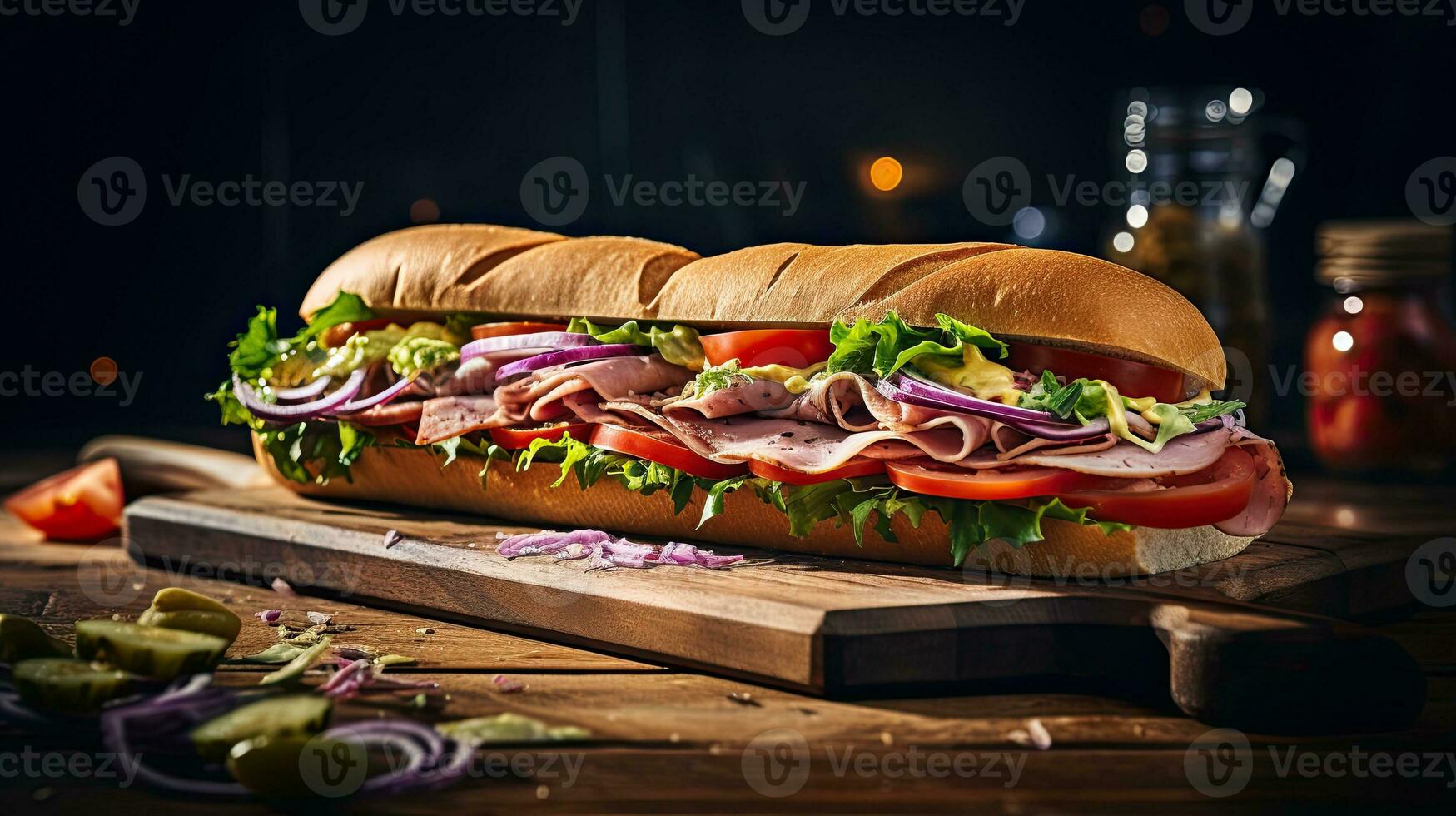 AI generated Delicious submarine sandwich AI Generative photo