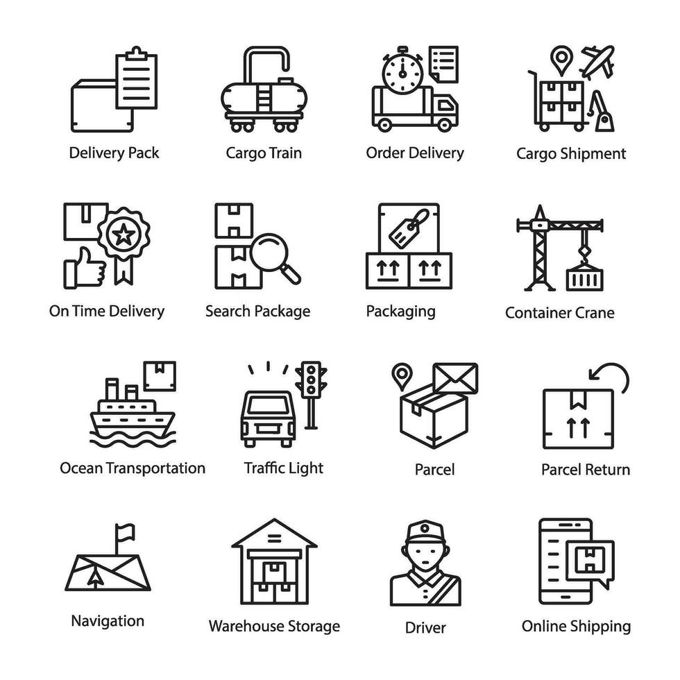 Pack of Shipment and Freight Icons vector