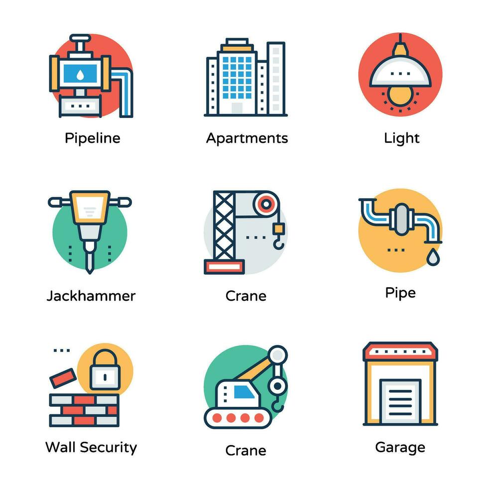 Pack of Mechanics Flat Icons vector