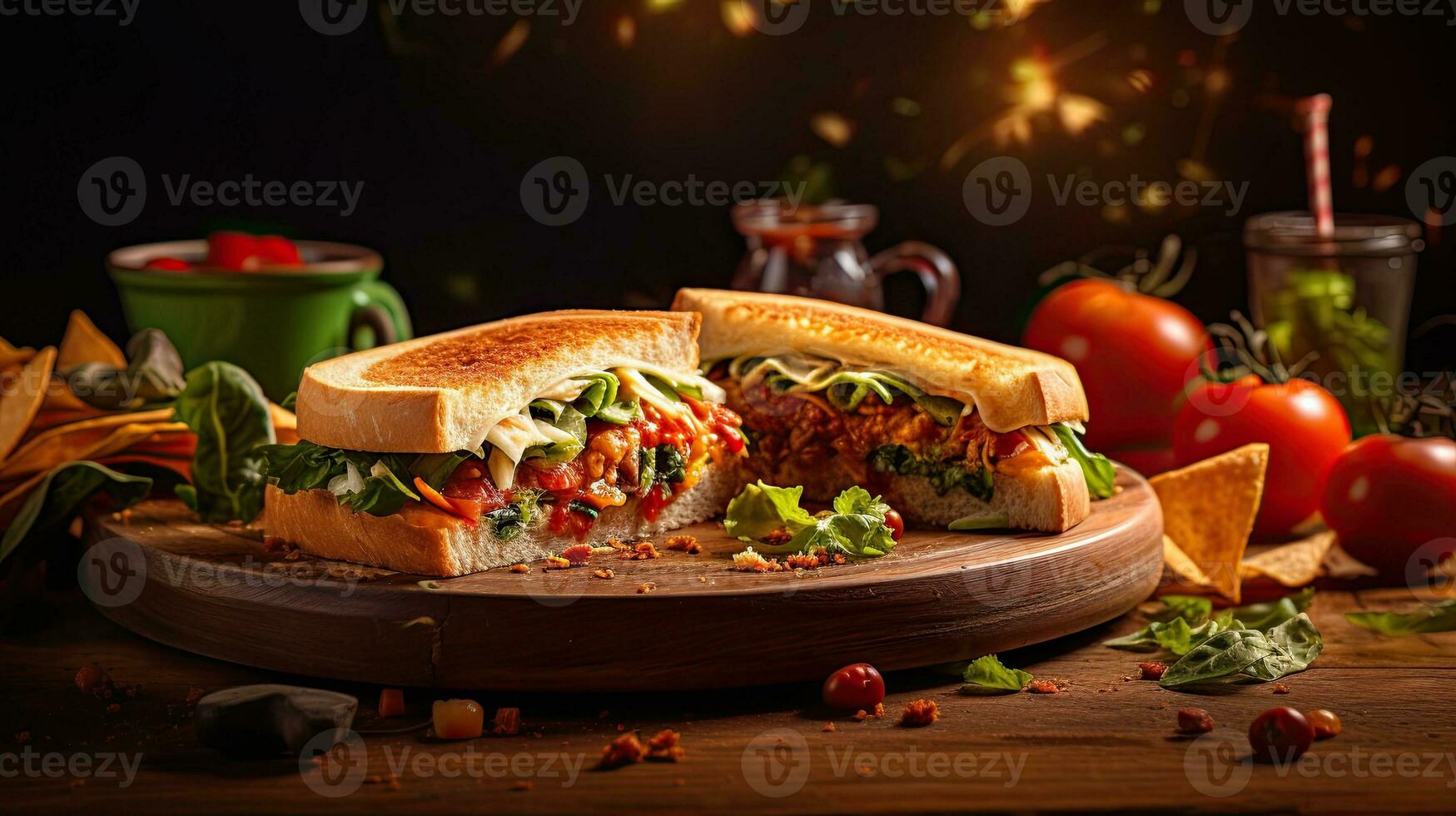 AI generated Delicious sandwich on the table AI Generative photo