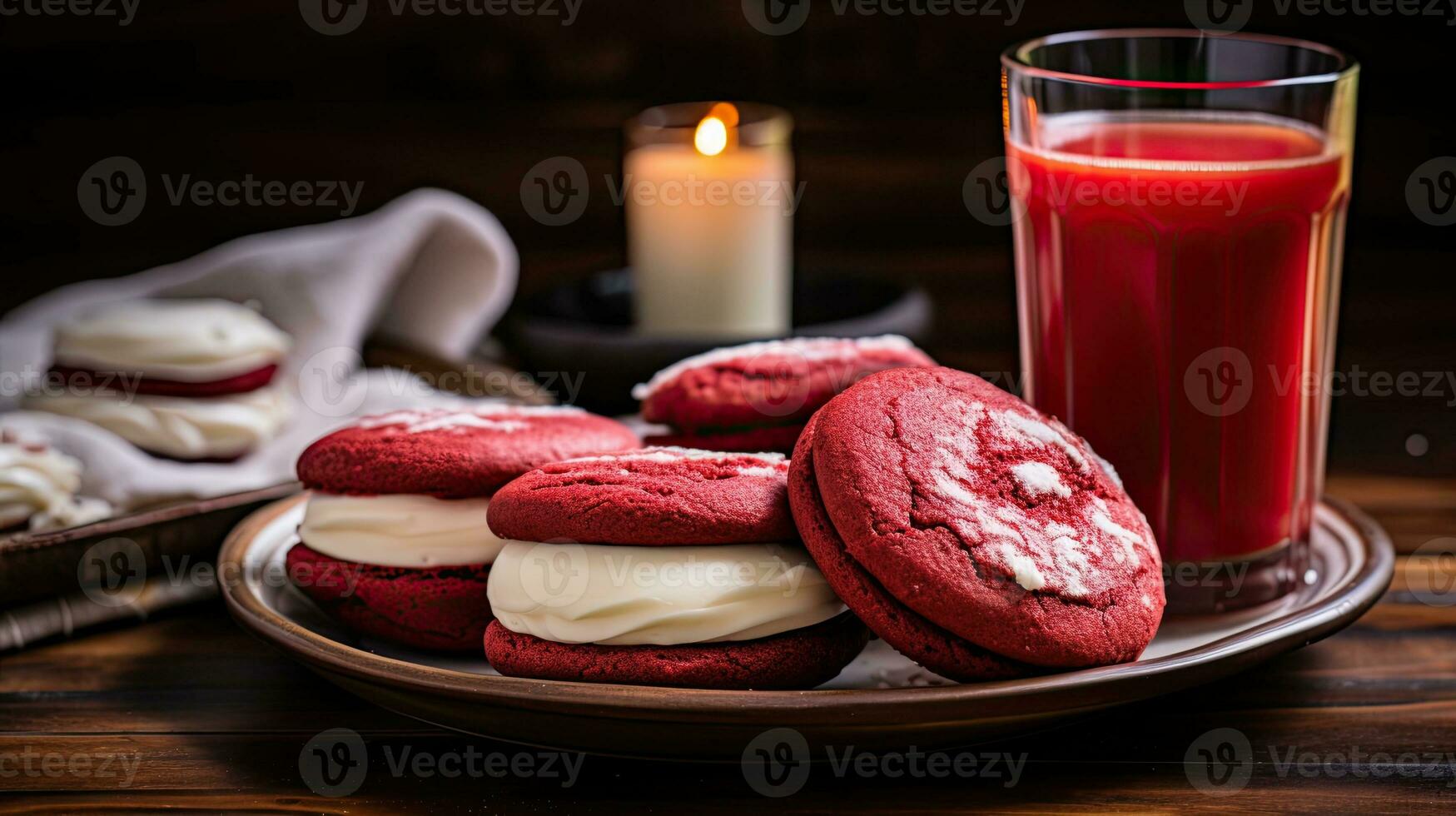 AI generated Delicious smoothie red velvet with cake AI Generative photo