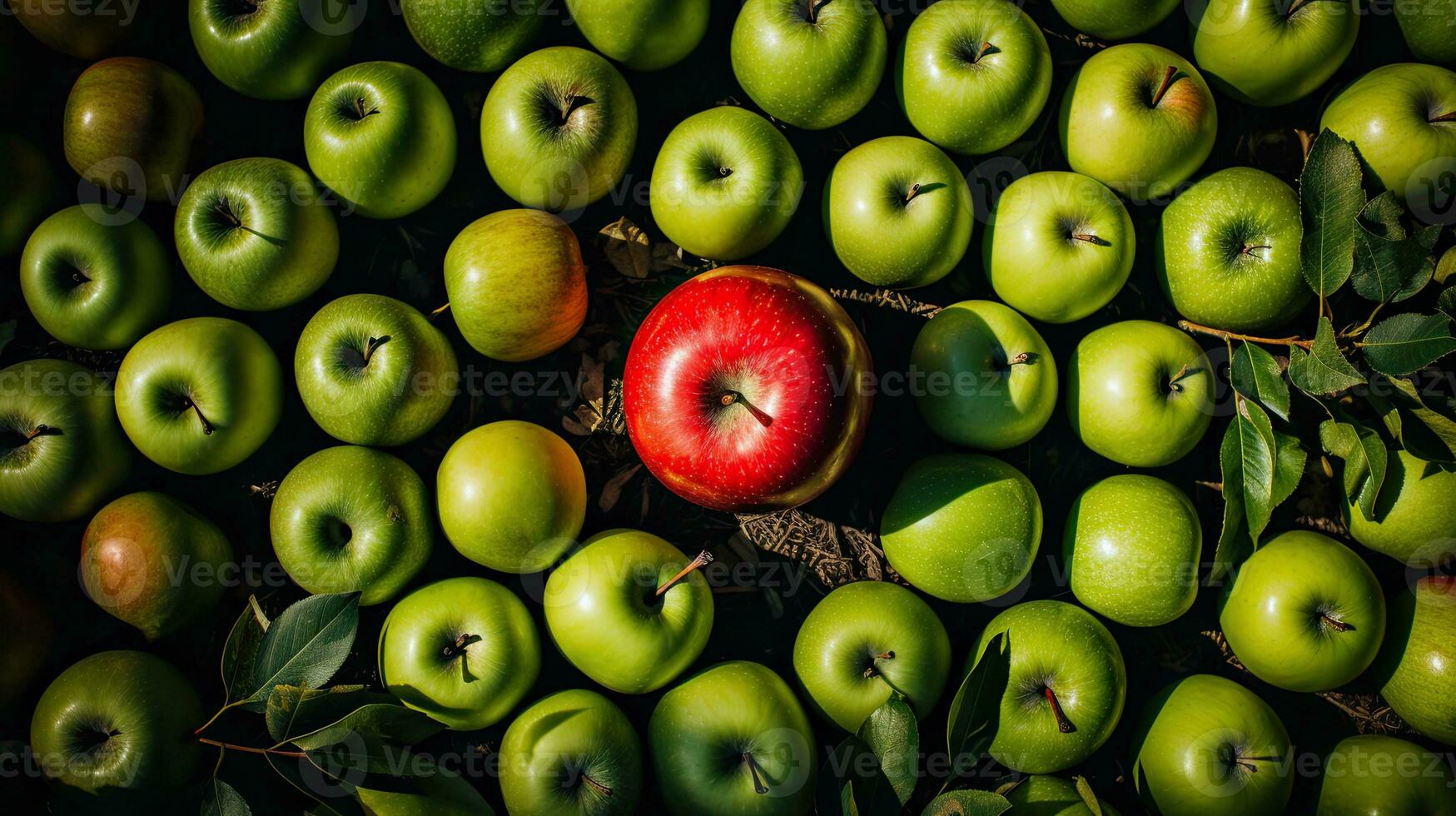 AI generated Fresh apple on the field with light exposure AI Generative photo