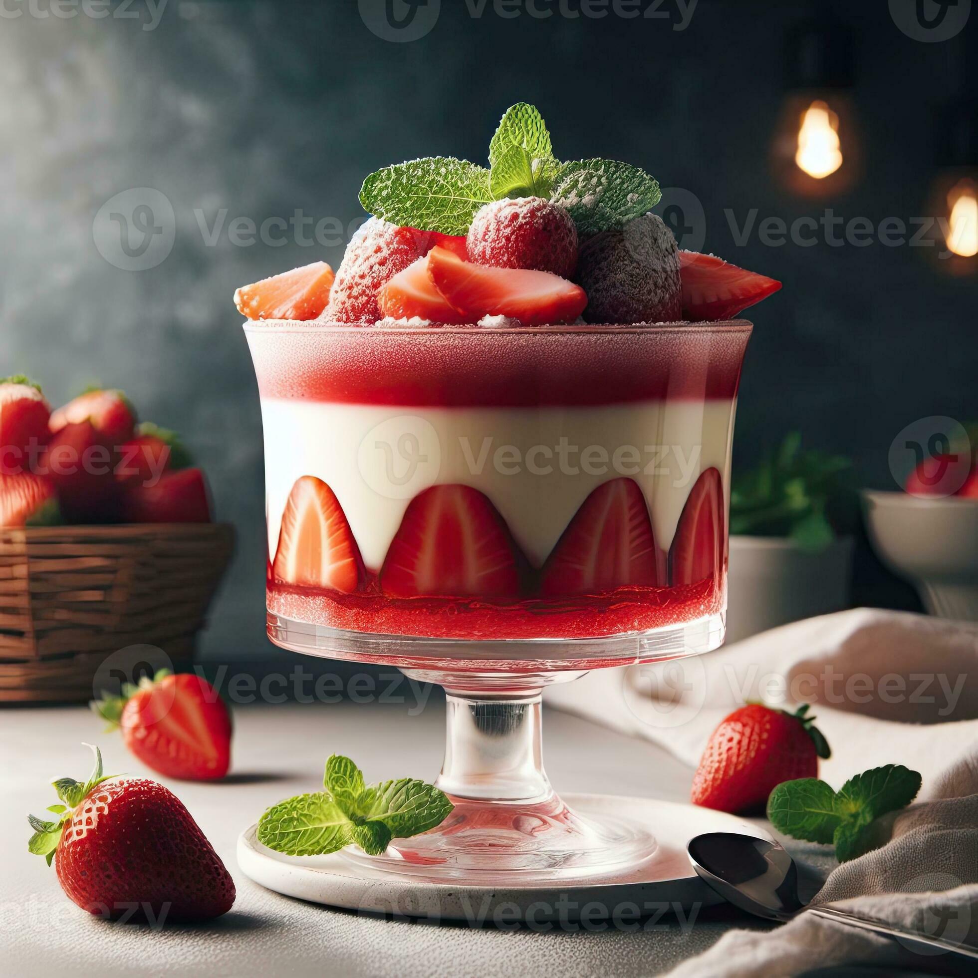 AI generated Delicious Strawberry pudding AI Generative 35993841 Stock