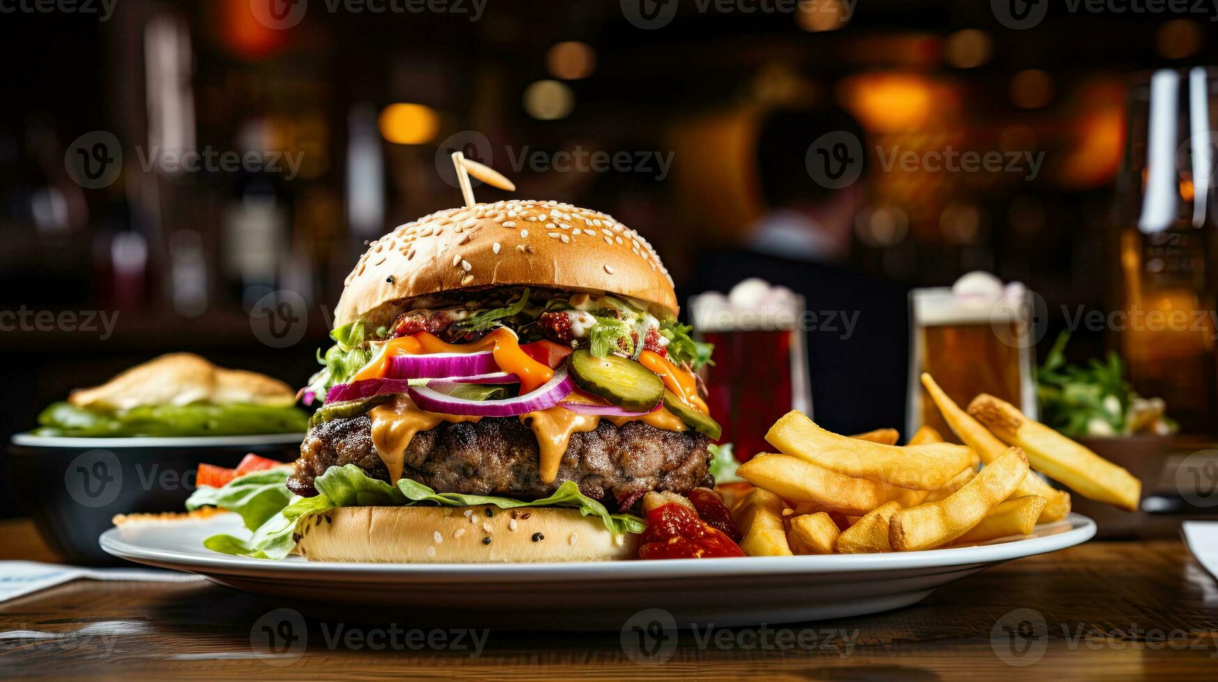 AI generated Delicious dan juicy beef burger AI Generative photo