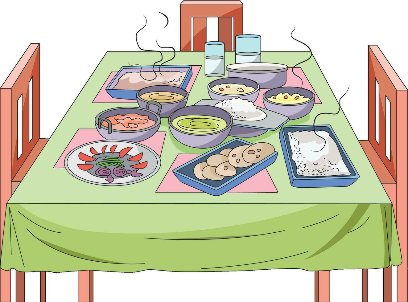 Food on a table vector illustration