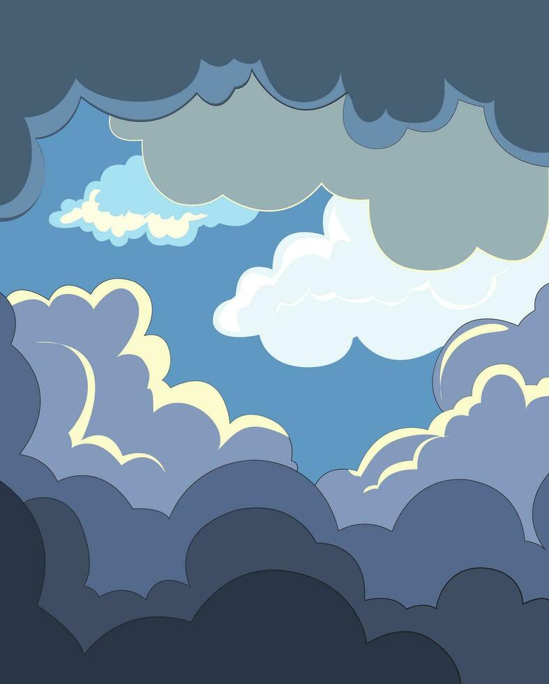 Thunderstorm and dark clouds on a rainy day vector