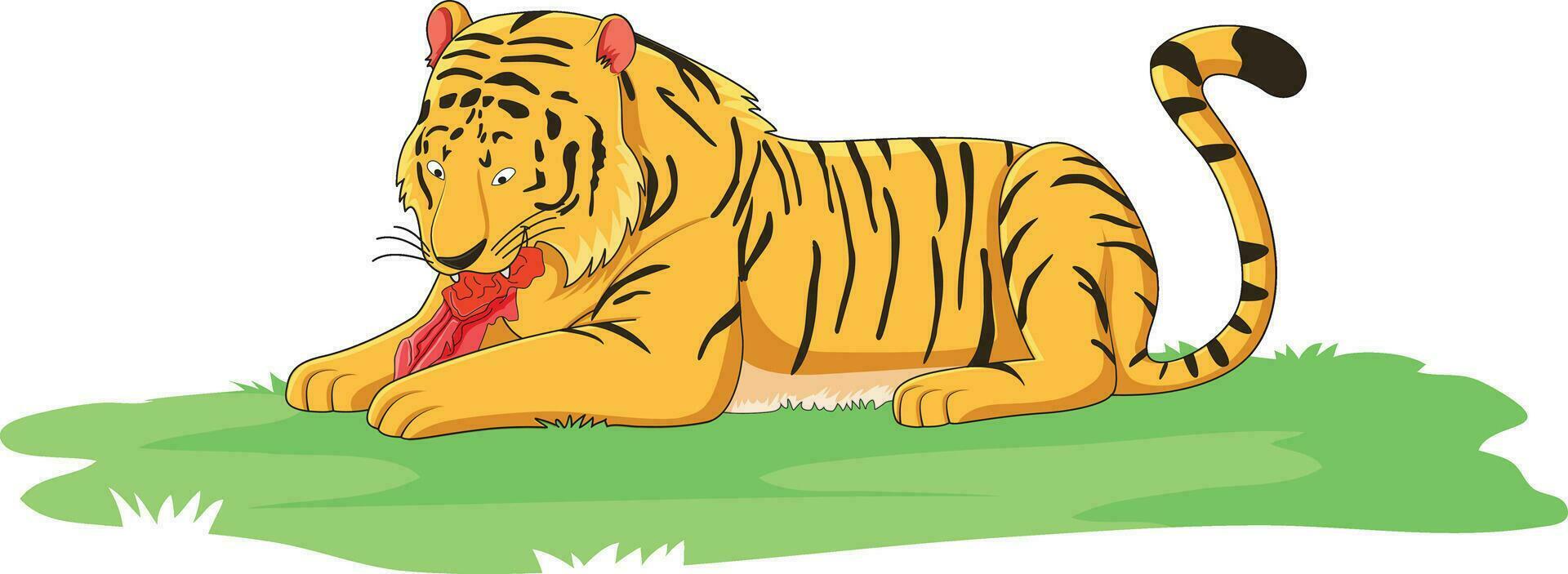 Tiger eating meat vector illustration