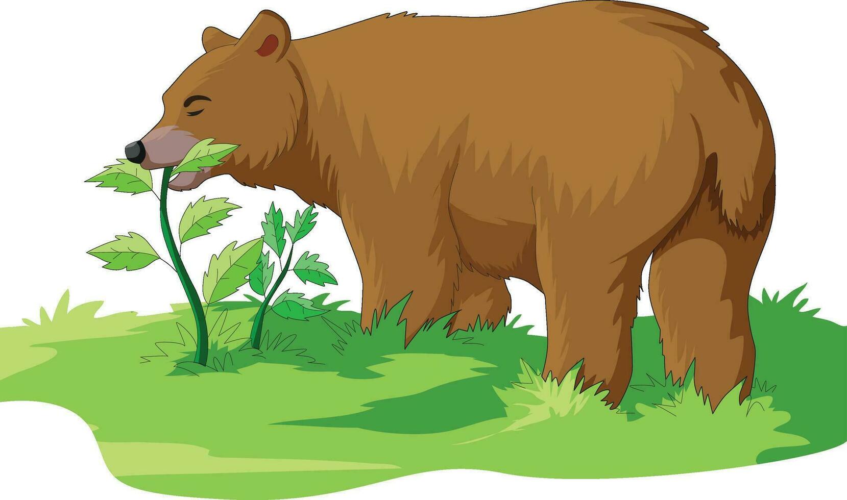 Bear eating plants vector illustration