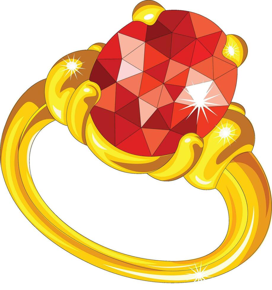 un rubí en un anillo vector ilustración