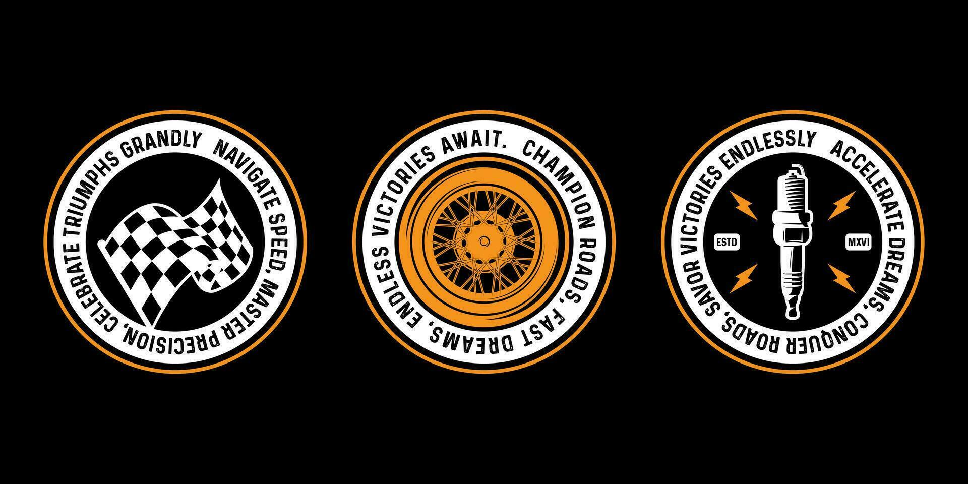 Motorcycle racing badges club emblems tshirt design Retro Racing Typography Graphics vector
