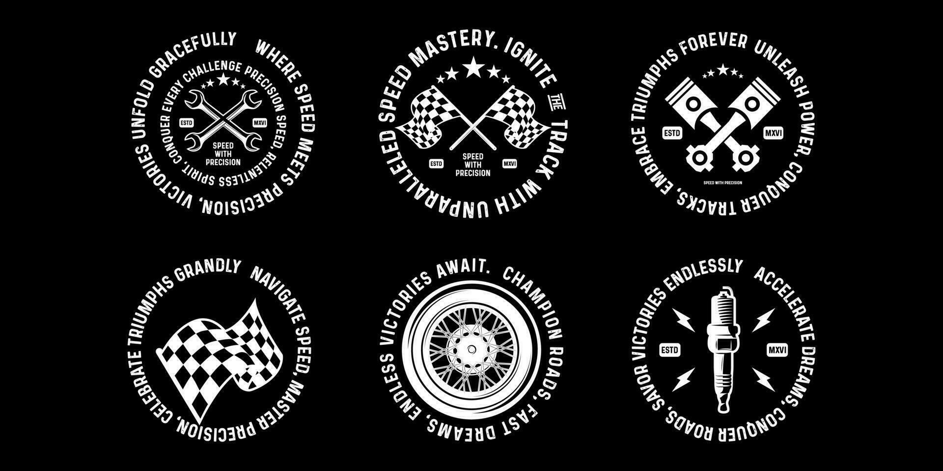 motocicleta carreras insignias club emblemas camiseta diseño retro carreras tipografía gráficos vector