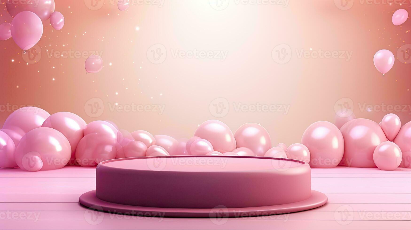 AI generated Portrait podium product mockup with balloon AI Generative photo