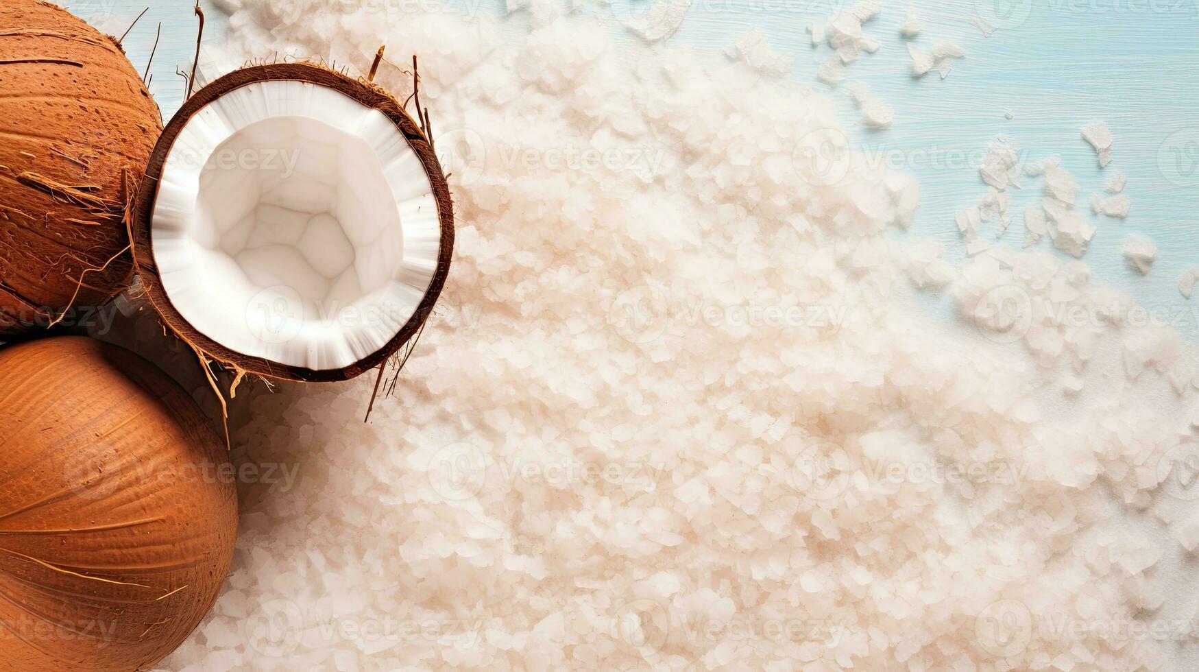 AI generated Top view coconut on the table AI Generative photo