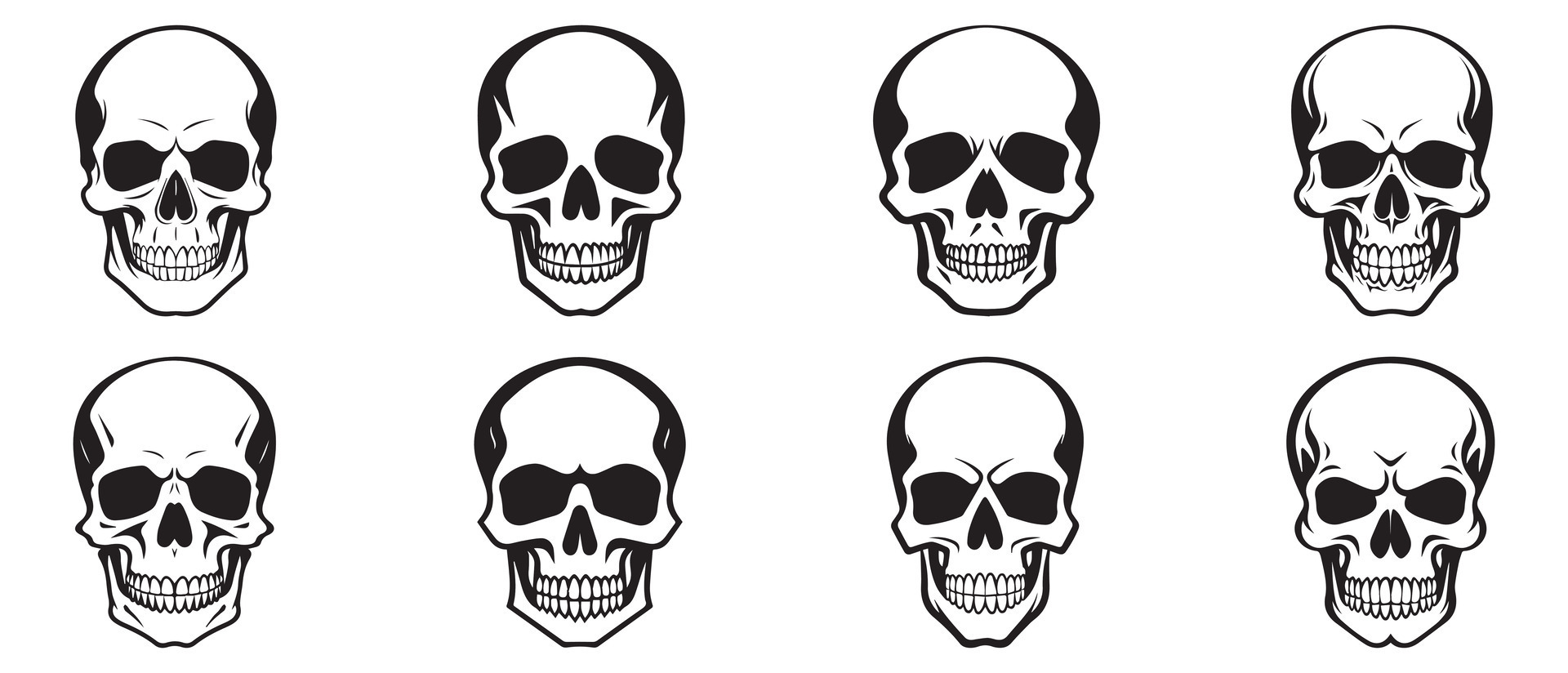 Skull icon set vector illustration. Isolated on white background ...