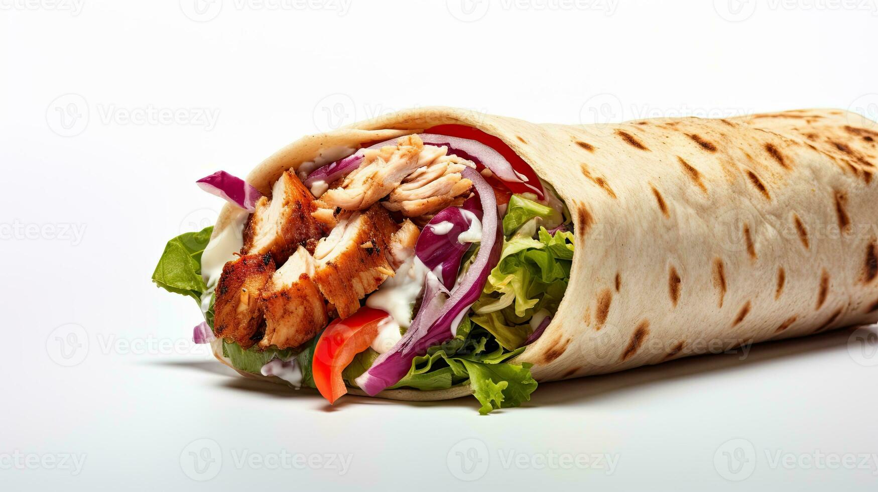 AI generated Delicious chicken kebab with vegetable AI Generative photo