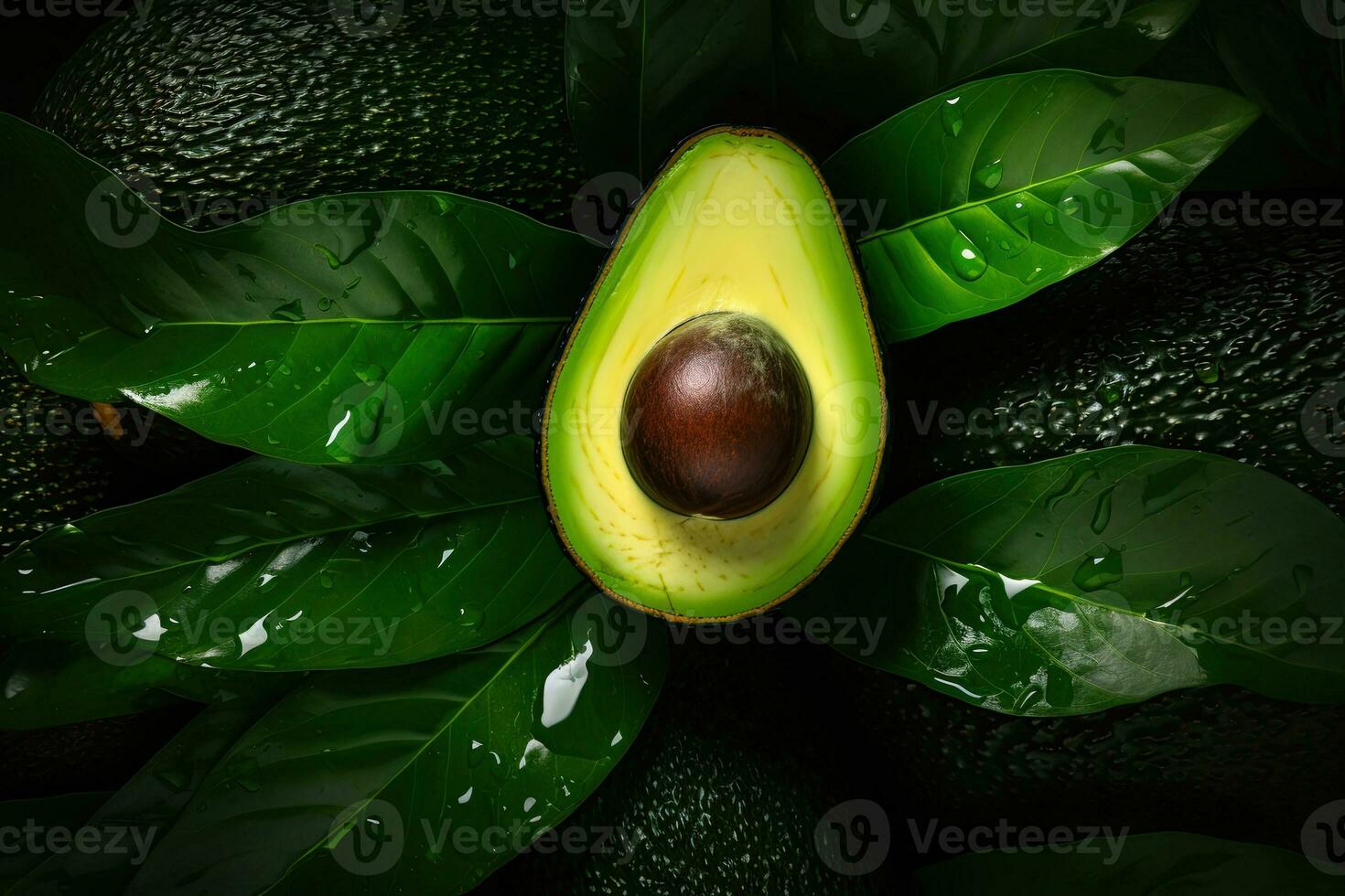 AI generated Portrait avocado with leaf AI Generative photo