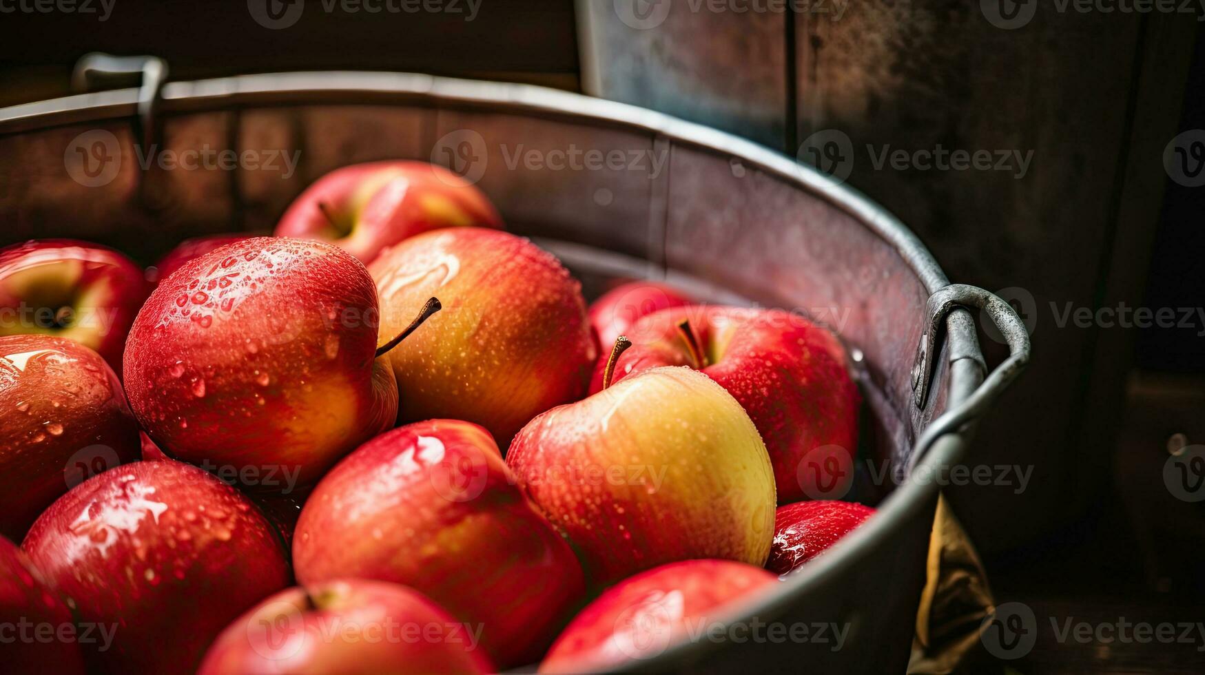 AI generated Portrait apple with water drop on the bucket AI Generative photo