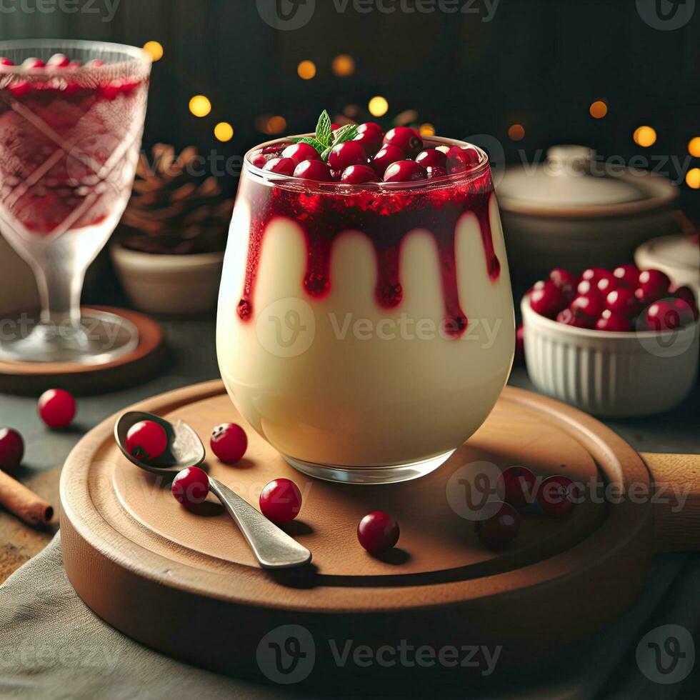 AI generated Delicious pudding dessert on the table AI Generative photo