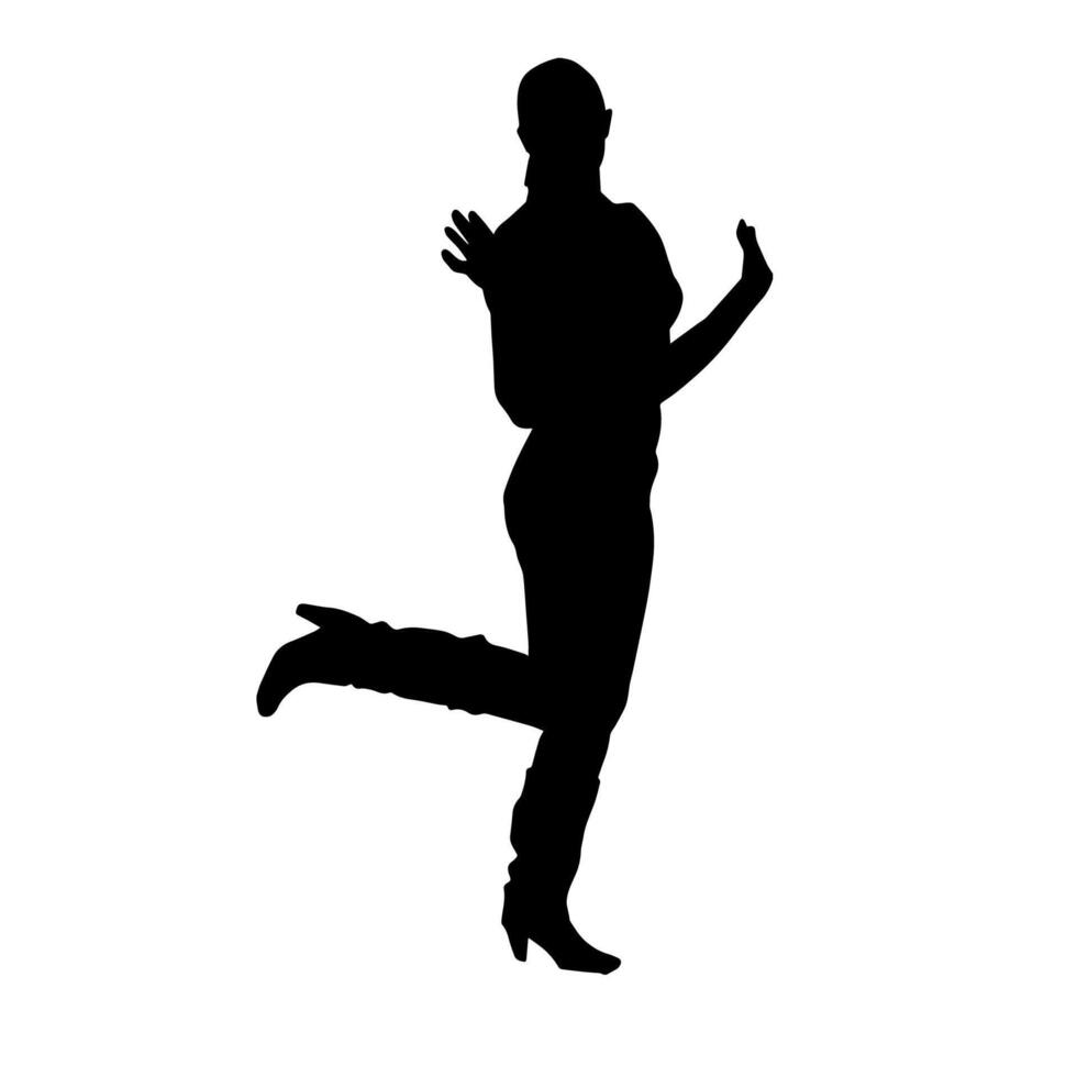 Silhouette of a male dancer in action pose. Silhouette of a slim man in dancing pose. vector